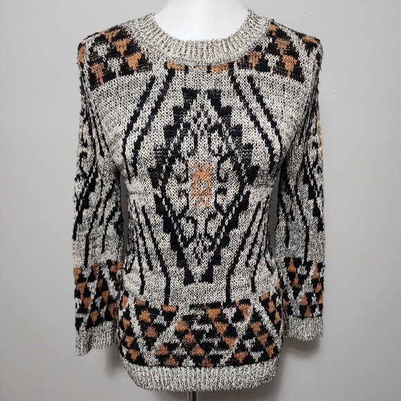 H & M Cognac marled aztec sweater size xs - Picture 1 of 6